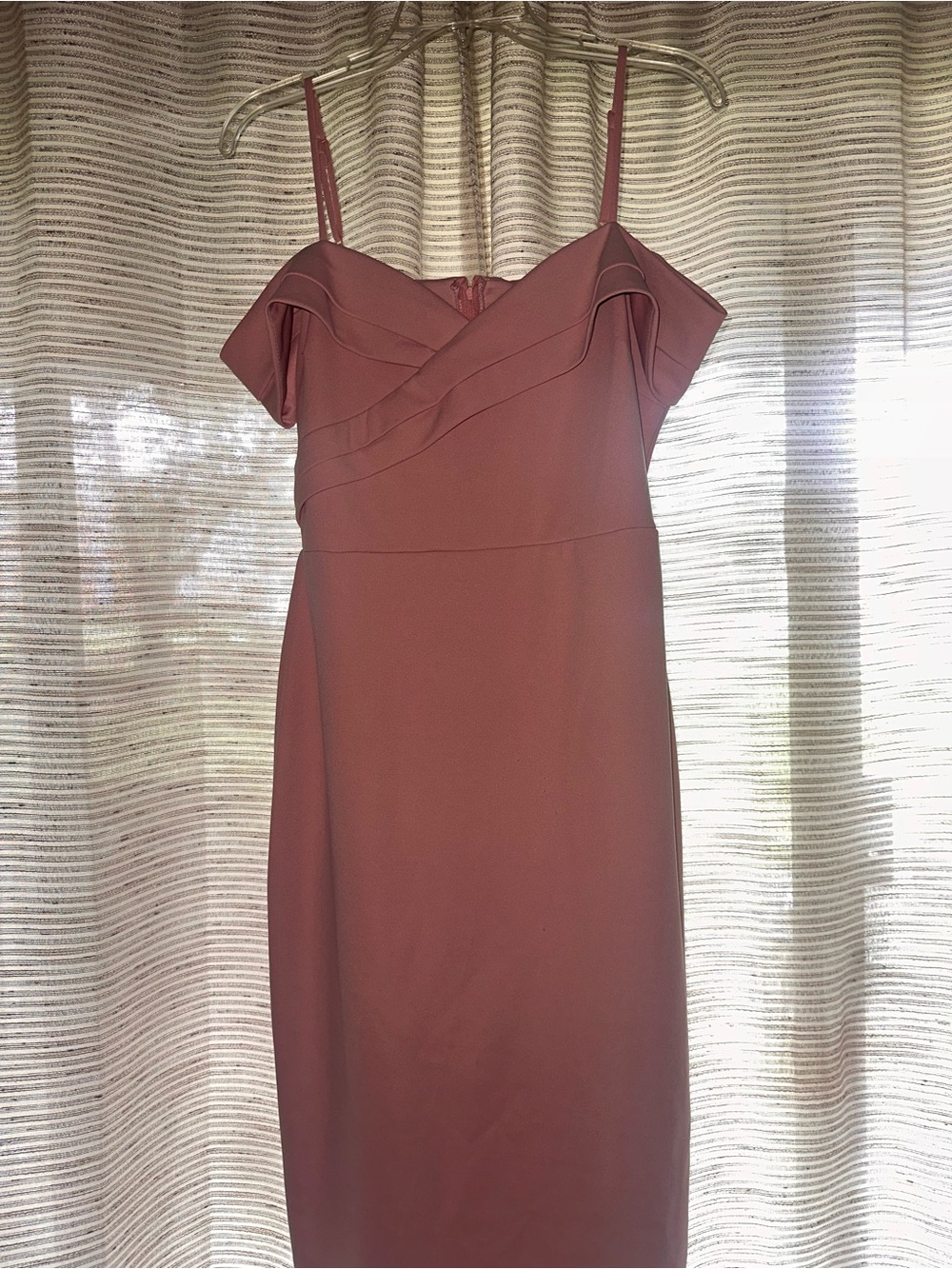 Elegant Off-Shoulder Slip Dress in Dusty Rose